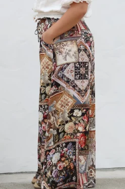 Charli Pants - Paper Bag High Waisted Wide Leg Pants in Elaine Print><noscript><img width=