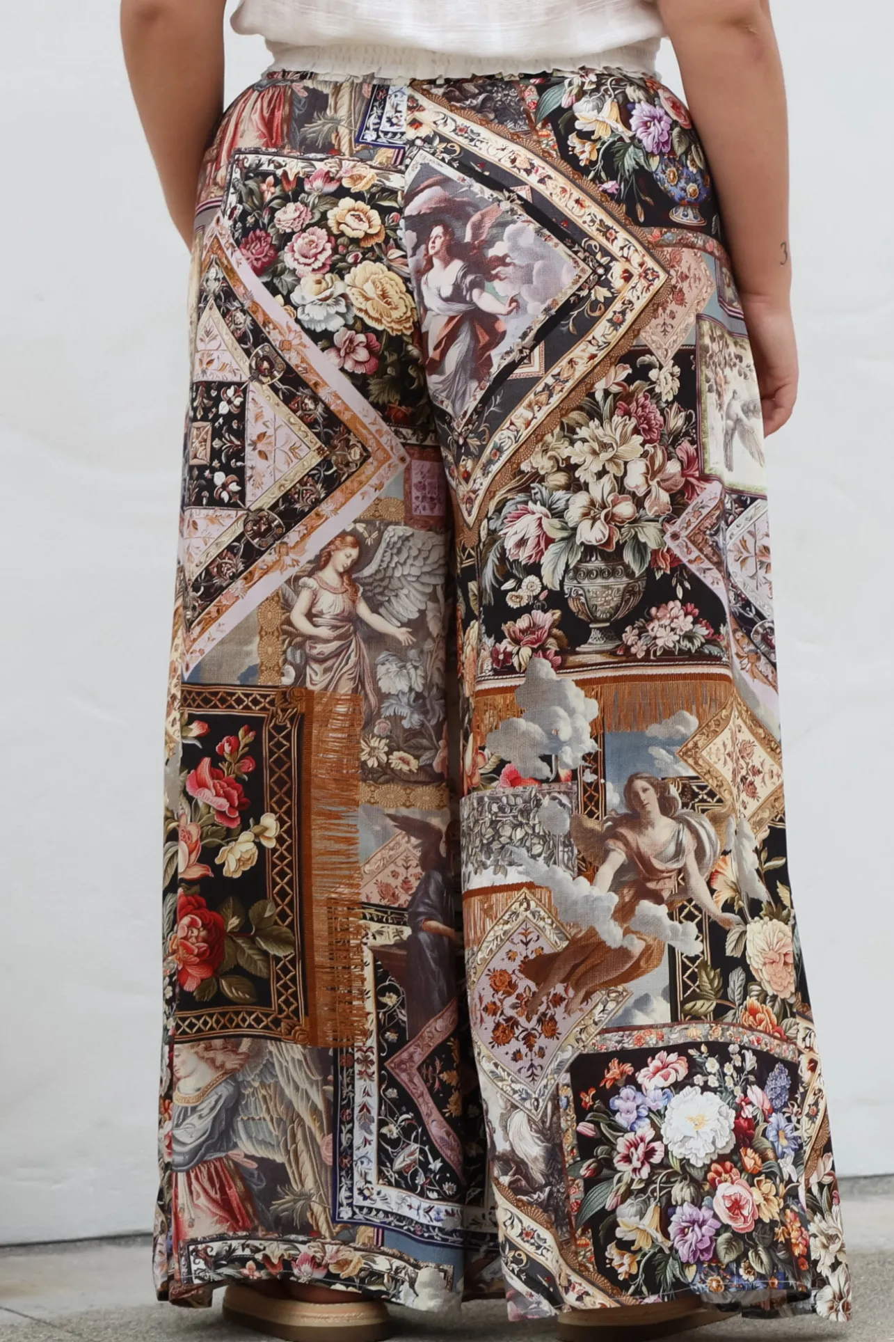 Charli Pants - Paper Bag High Waisted Wide Leg Pants in Elaine Print>Salty Crush Clearance
