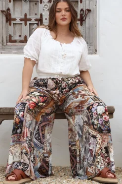 Charli Pants - Paper Bag High Waisted Wide Leg Pants in Elaine Print><noscript><img width=