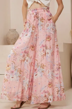 Charli Pants - Paper Bag High Waisted Wide Leg Pants in Ginnee Print>Salty Crush Sale