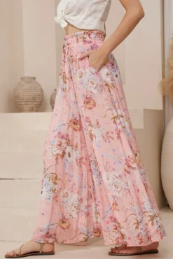 Charli Pants - Paper Bag High Waisted Wide Leg Pants in Ginnee Print><noscript><img width=