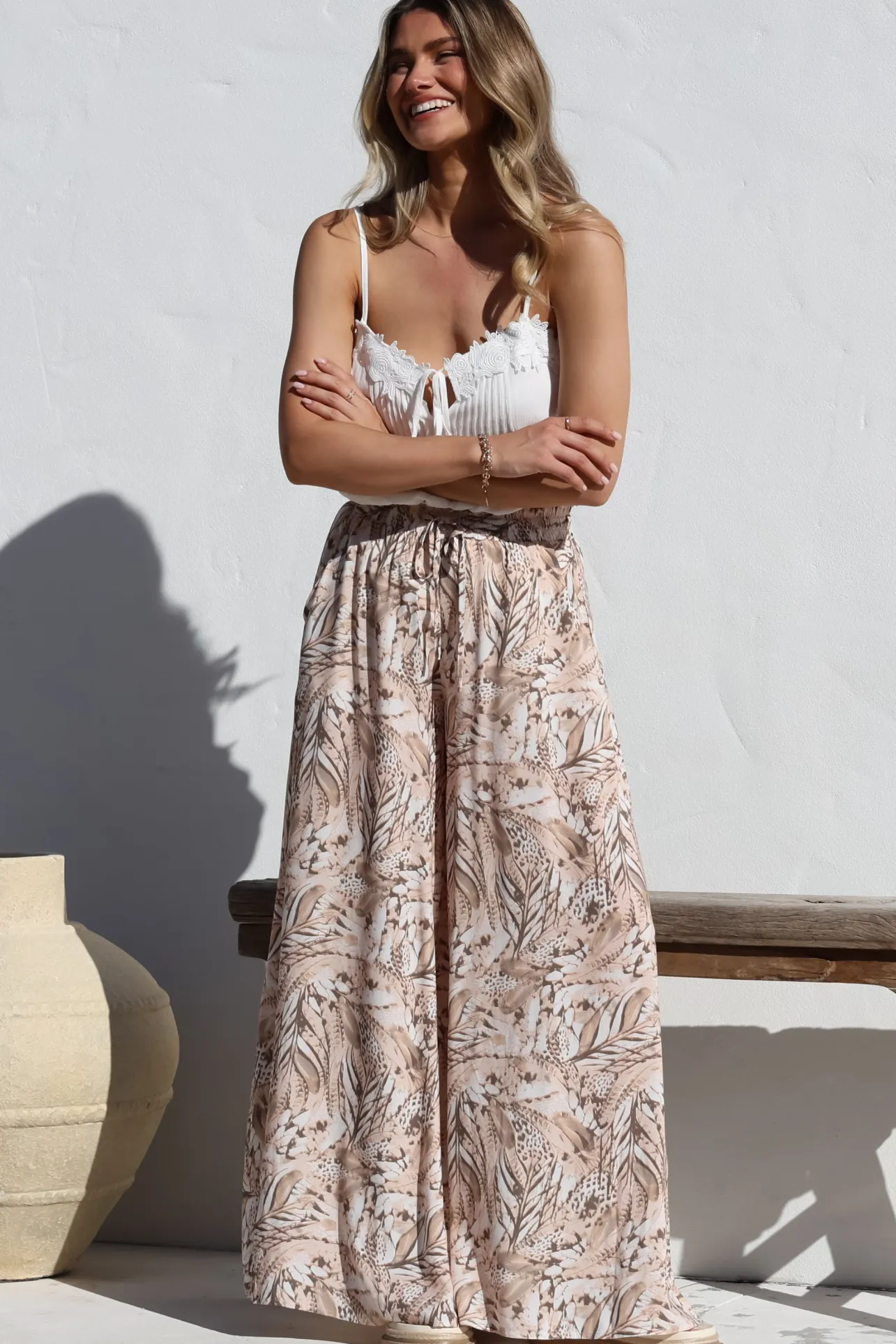 Charli Pants - Paper Bag High Waisted Wide Leg Pants in Akira Print>Salty Crush Outlet