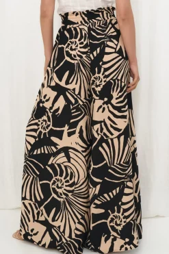 Charli Pants - Paper Bag High Waisted Wide Leg Pants in Ellnora Print><noscript><img width=