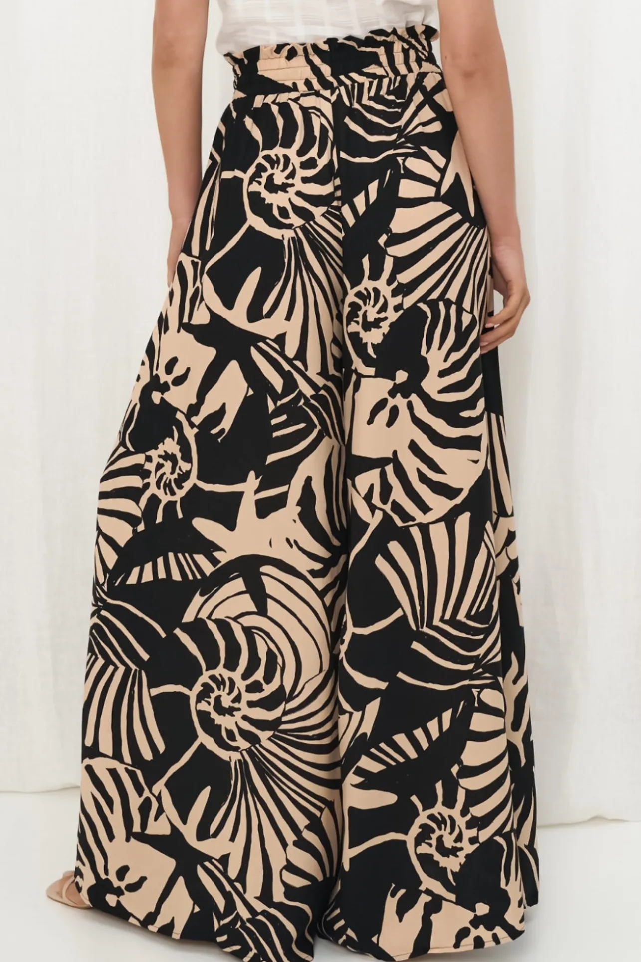 Charli Pants - Paper Bag High Waisted Wide Leg Pants in Ellnora Print>Salty Crush Sale