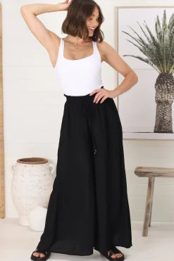 Charli Pants - Paper Bag High Waisted Wide Leg Pants in Black><noscript><img width=