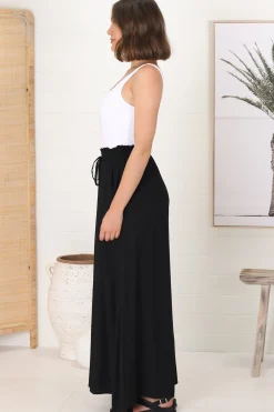 Charli Pants - Paper Bag High Waisted Wide Leg Pants in Black><noscript><img width=