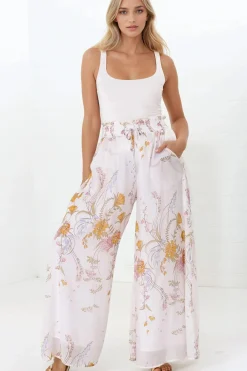 Charli Pants - Paper Bag High Waisted Wide Leg Pants in Sheree Print>Salty Crush Hot