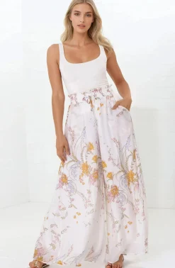 Charli Pants - Paper Bag High Waisted Wide Leg Pants in Sheree Print><noscript><img width=