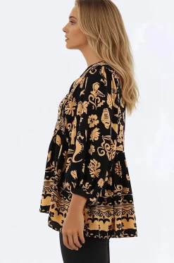 Chi Blouse - Balloon Sleeve Smock Blouse in Bronte Print><noscript><img width=