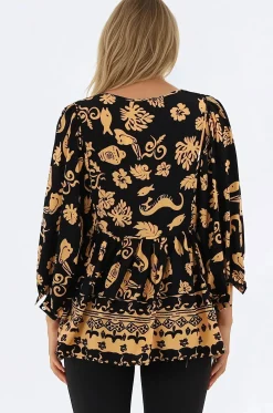 Chi Blouse - Balloon Sleeve Smock Blouse in Bronte Print><noscript><img width=