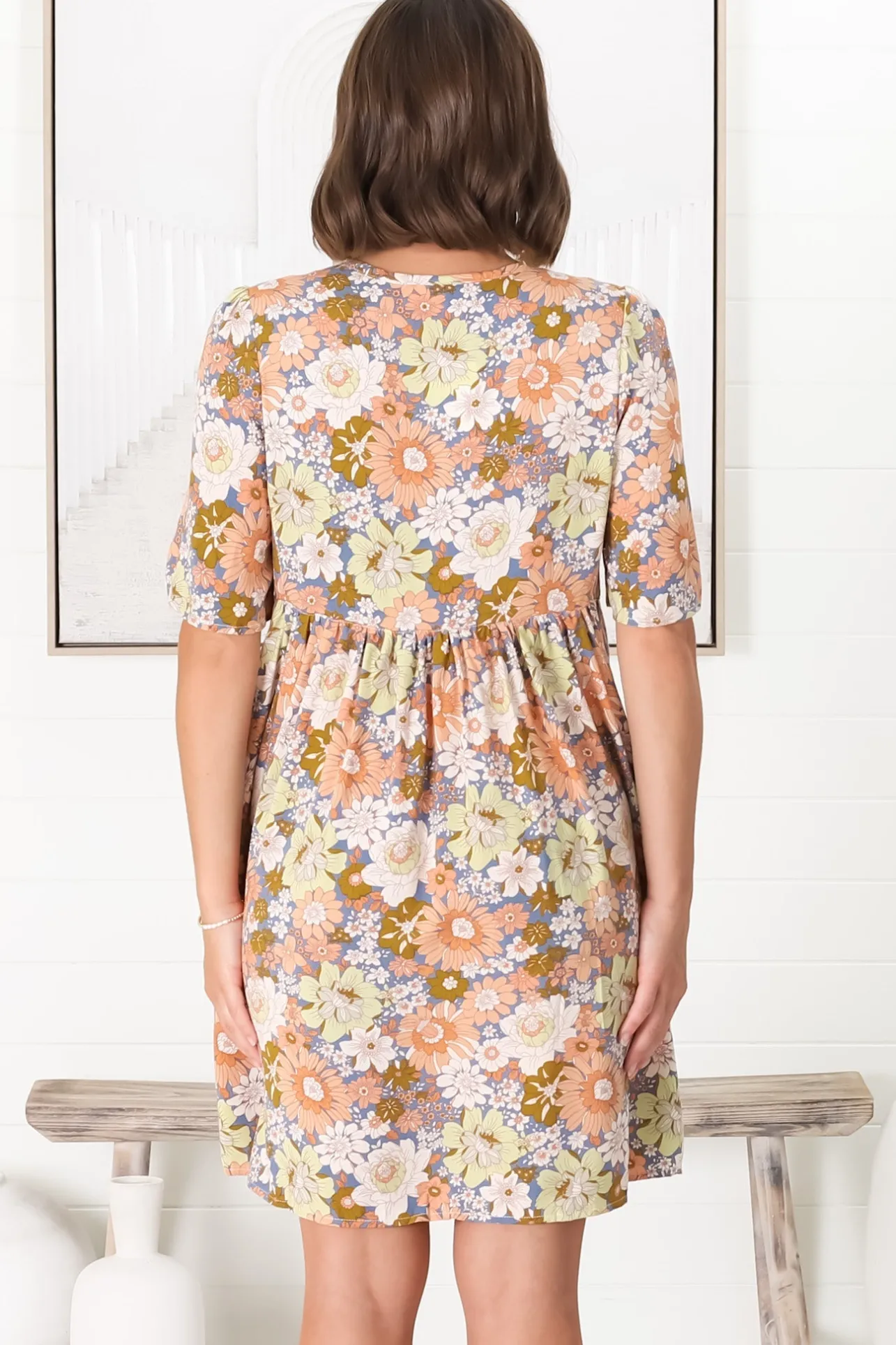 Chia Mini Dress - Babydoll Dress in Floral Avianna Print>Salty Crush Discount
