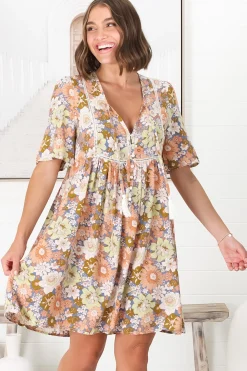 Chia Mini Dress - Babydoll Dress in Floral Avianna Print><noscript><img width=