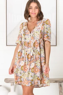 Chia Mini Dress - Babydoll Dress in Floral Avianna Print><noscript><img width=