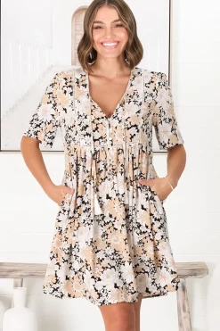 Chia Mini Dress - Babydoll Dress in Lyanna Print><noscript><img width=