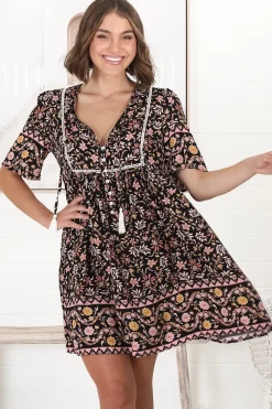 Chia Mini Dress - Babydoll Dress in Floral Amirah Print><noscript><img width=