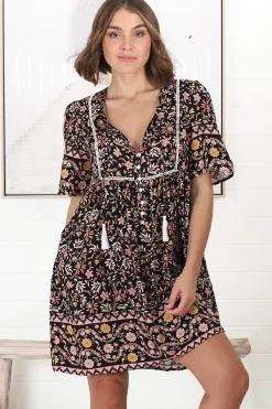 Chia Mini Dress - Babydoll Dress in Floral Amirah Print><noscript><img width=