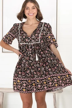 Chia Mini Dress - Babydoll Dress in Floral Amirah Print><noscript><img width=