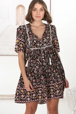 Chia Mini Dress - Babydoll Dress in Floral Amirah Print><noscript><img width=