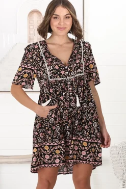 Chia Mini Dress - Babydoll Dress in Floral Amirah Print><noscript><img width=