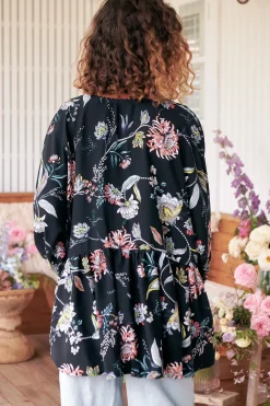 Chloe Top - Very Oversized Crochet Trim Neckline Smock Top in Under the Stars Print><noscript><img width=
