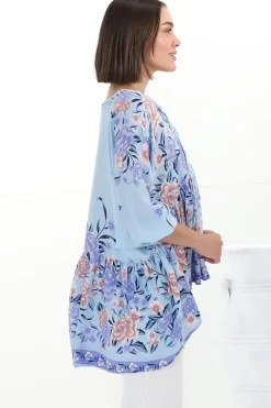 Chloe Top - Very Oversized Crochet Trim Neckline Smock Top in Heaven Print><noscript><img width=