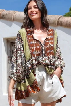 Chloe Top - Very Oversized Crochet Trim Neckline Smock Top in Oakie Print><noscript><img width=