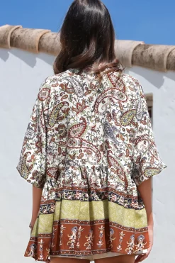 Chloe Top - Very Oversized Crochet Trim Neckline Smock Top in Oakie Print><noscript><img width=