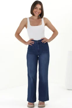 Cindy Wide Leg Jean in Dark Denim>Salty Crush Hot