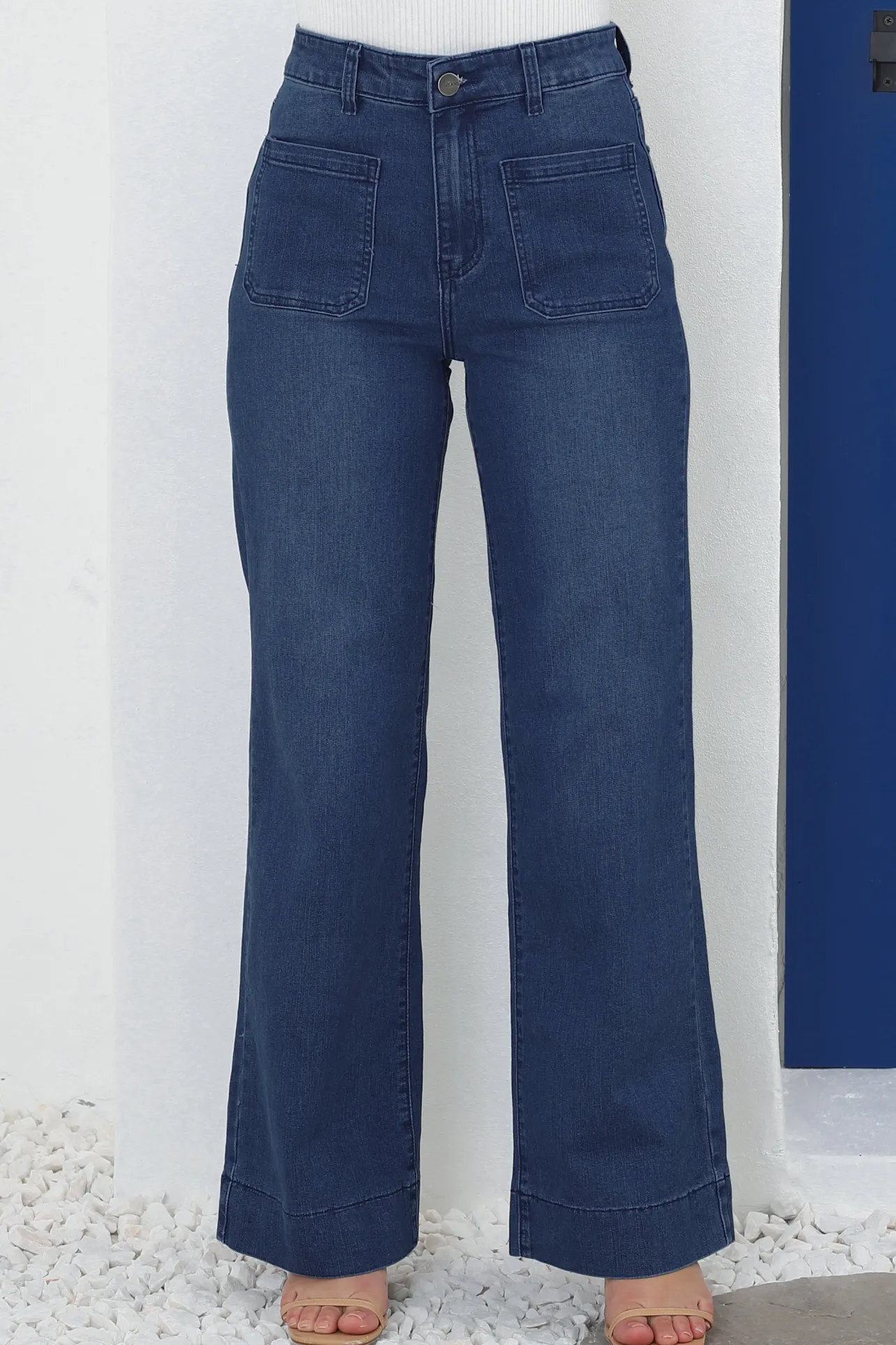 Cindy Wide Leg Jean in Dark Denim>Salty Crush Hot