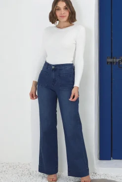 Cindy Wide Leg Jean in Dark Denim><noscript><img width=