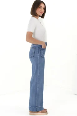 Cindy Wide Leg Jean in Mid Denim Wash><noscript><img width=