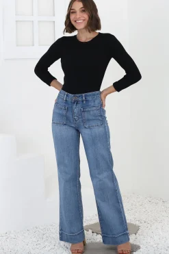 Cindy Wide Leg Jean in Mid Denim Wash><noscript><img width=