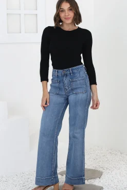 Cindy Wide Leg Jean in Mid Denim Wash><noscript><img width=
