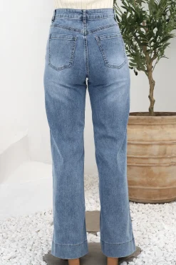 Cindy Wide Leg Jean in Stone Wash Denim><noscript><img width=