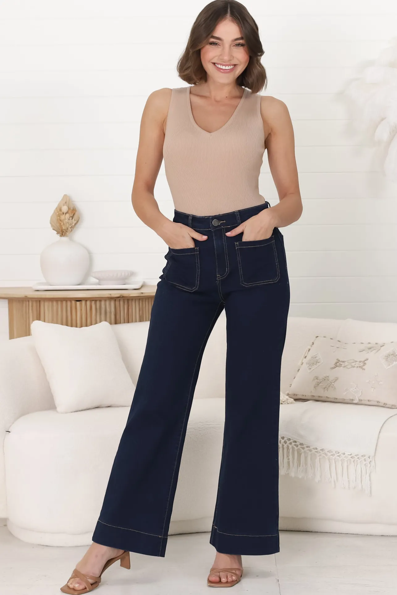 Cindy Wide Leg Jeans in Indigo>Salty Crush Discount