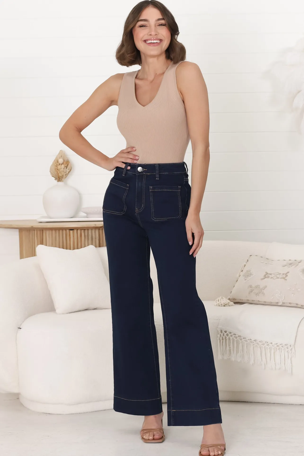 Cindy Wide Leg Jeans in Indigo>Salty Crush Discount