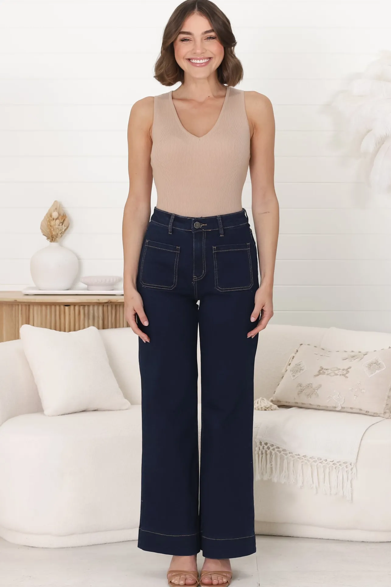 Cindy Wide Leg Jeans in Indigo>Salty Crush Discount