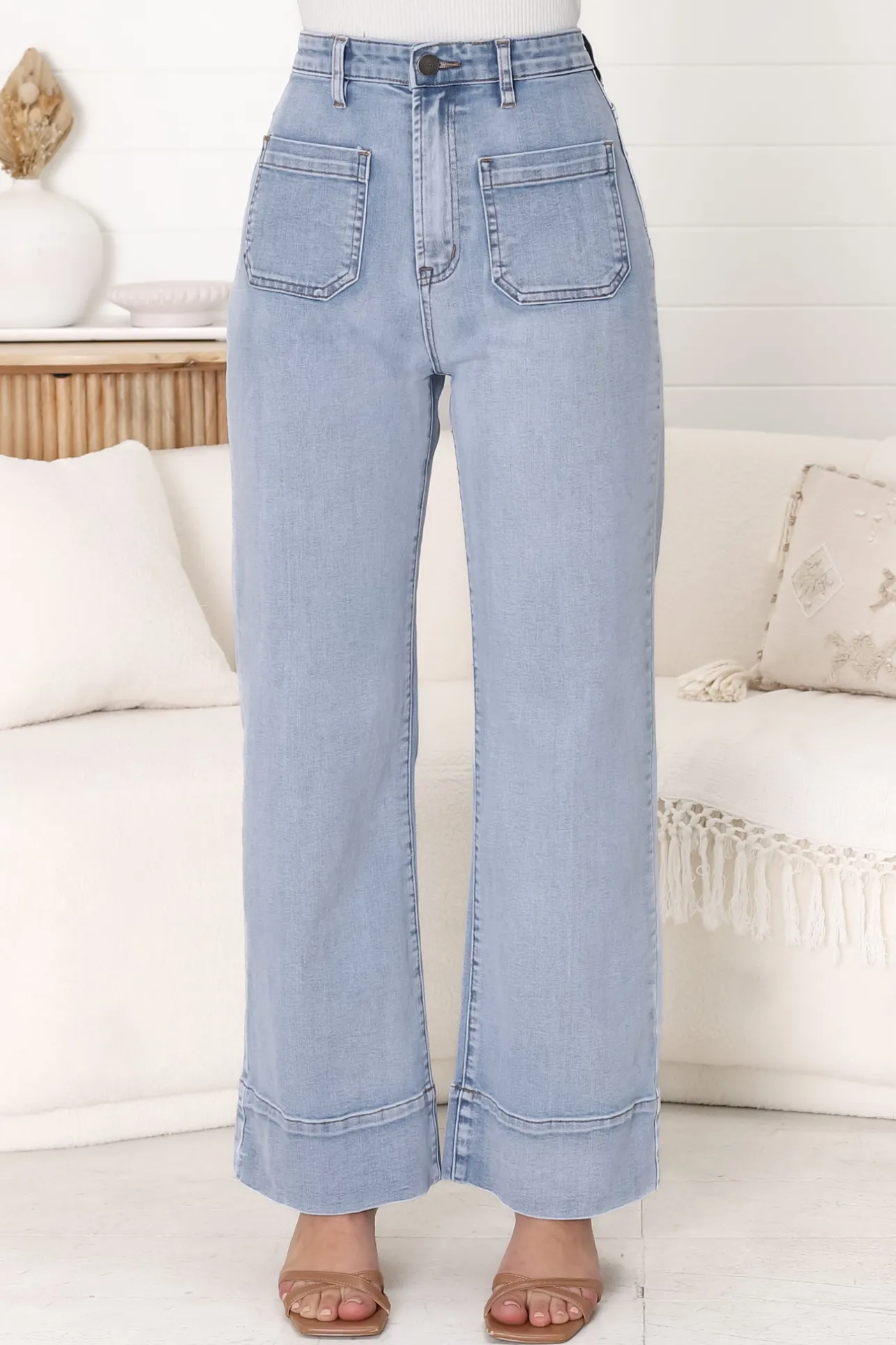 Cindy-Lou Wide Leg Jean in Light Denim>Salty Crush New