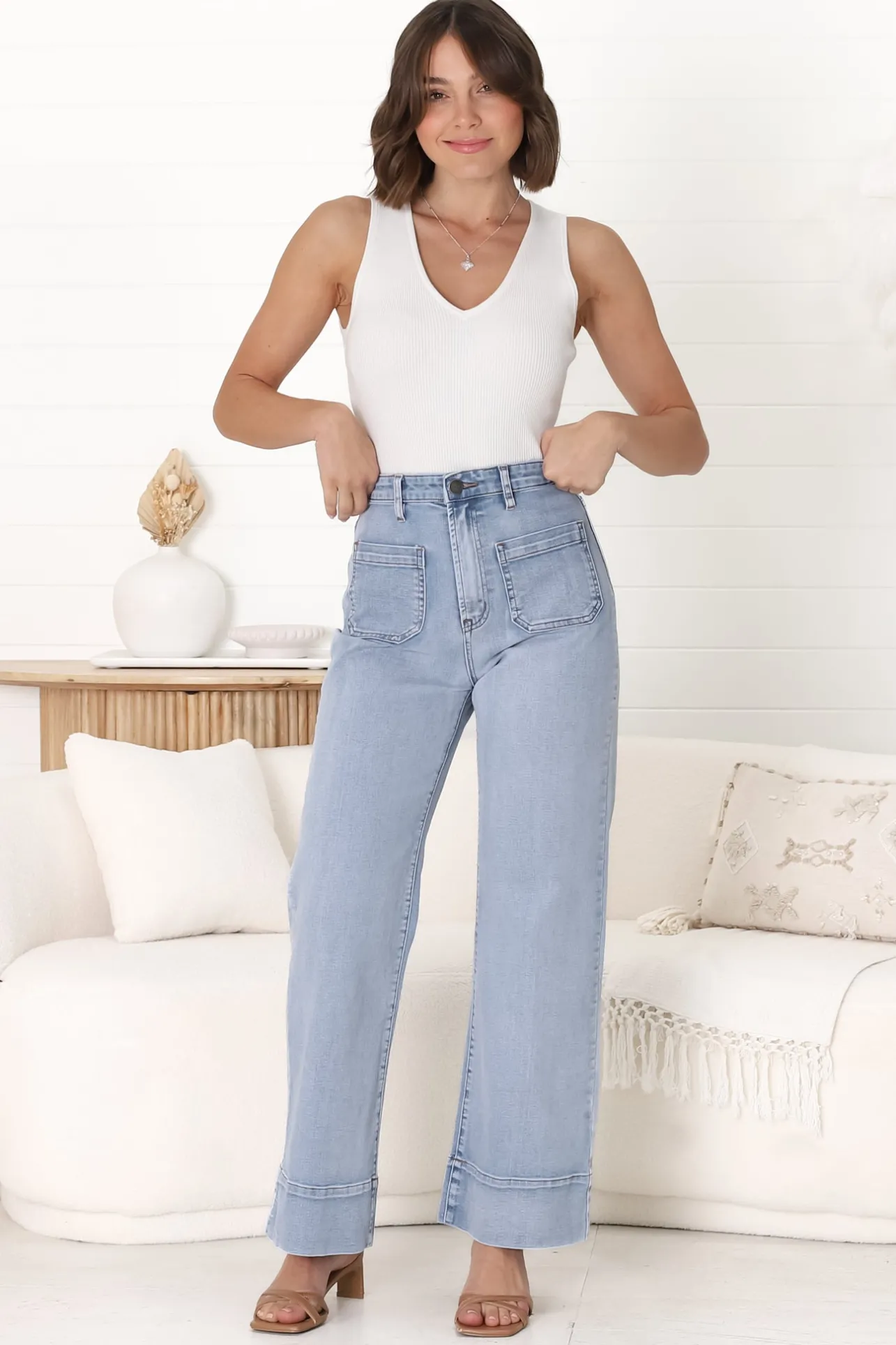 Cindy-Lou Wide Leg Jean in Light Denim>Salty Crush New
