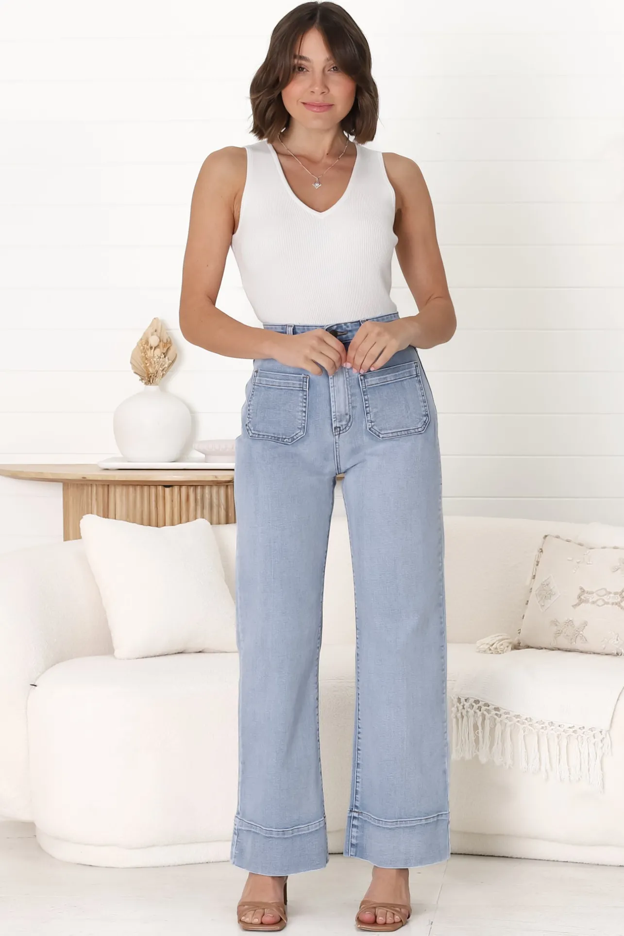 Cindy-Lou Wide Leg Jean in Light Denim>Salty Crush New