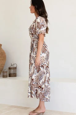 Criselda Maxi Dress - On or Off Shoulder Ballon Sleeve Dress in Palermo Print><noscript><img width=