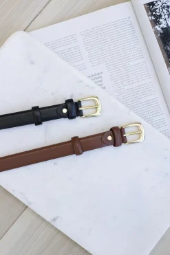 Cruz PU Leather Gold Buckle Thin Belt Set - Black/Brown>Salty Crush Hot