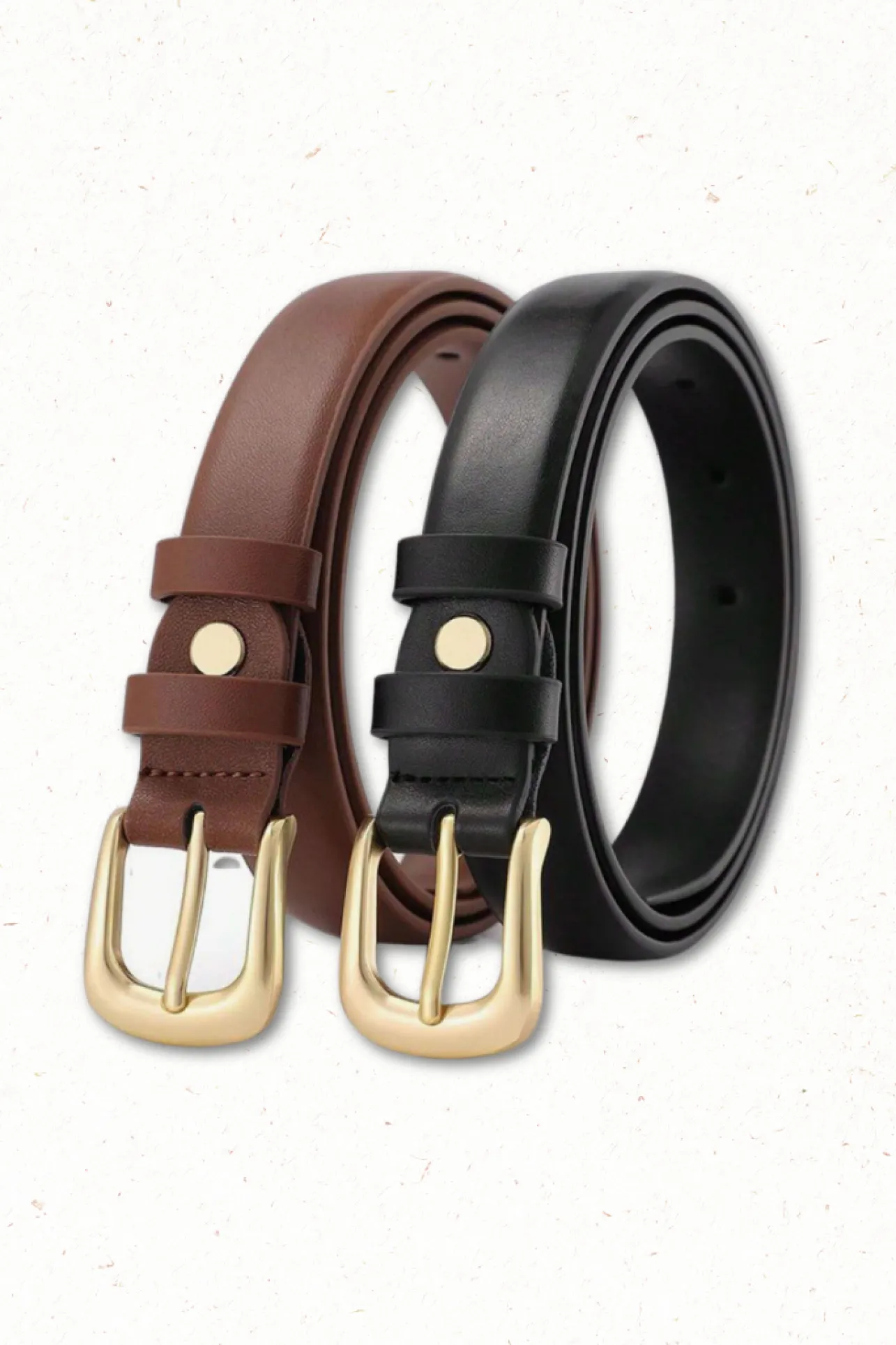 Cruz PU Leather Gold Buckle Thin Belt Set - Black/Brown>Salty Crush Hot