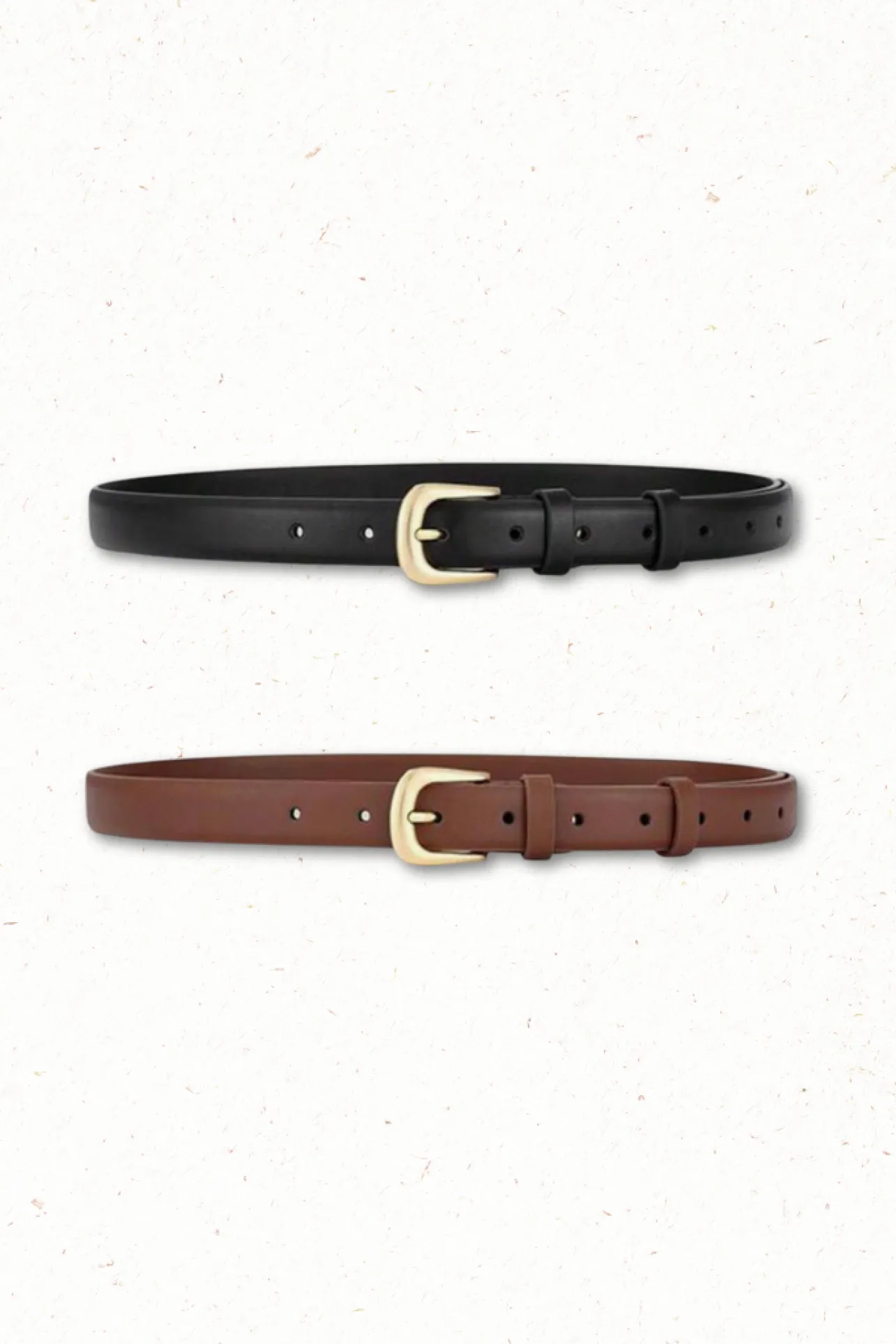 Cruz PU Leather Gold Buckle Thin Belt Set - Black/Brown>Salty Crush Hot