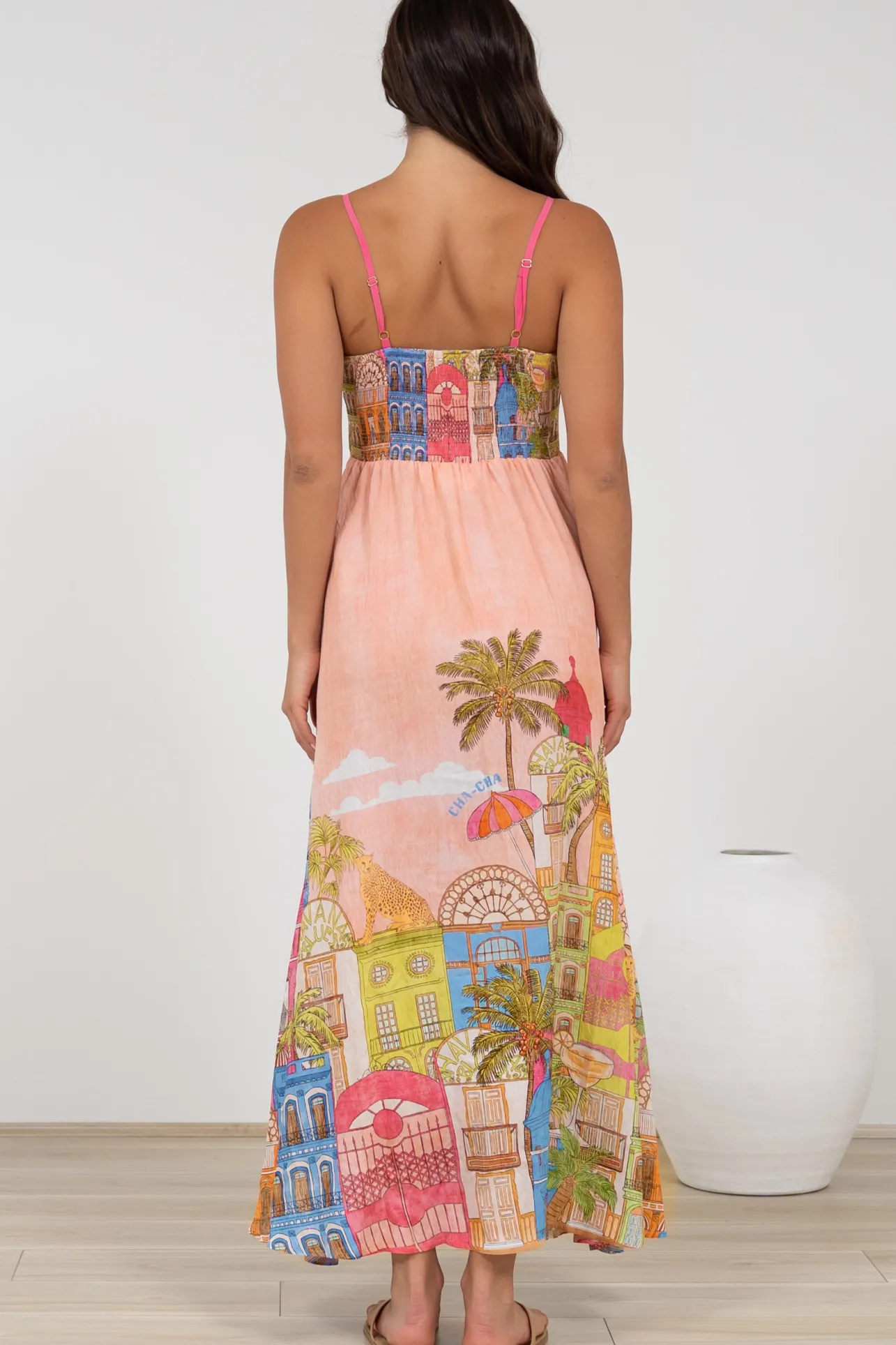 Danica Maxi Dress - Adjustable Spaghetti Strap Sun Dress in Tullia Print>Salty Crush Sale