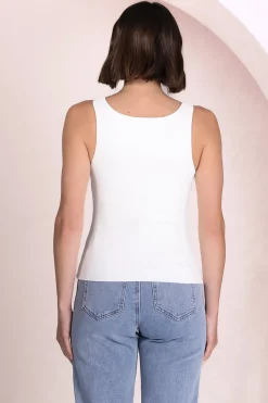 Edie Singlet - Square Neckline Double Layered Singlet in White><noscript><img width=