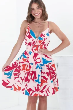 Ember Mini Dress - Sweet Crochet Trim Sun Dress in Polina Print Magenta>Salty Crush New