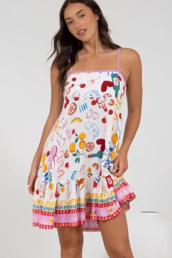 Essie Mini Dress - Sun Dress With Shirred Back In Dolce Vita>Salty Crush Best