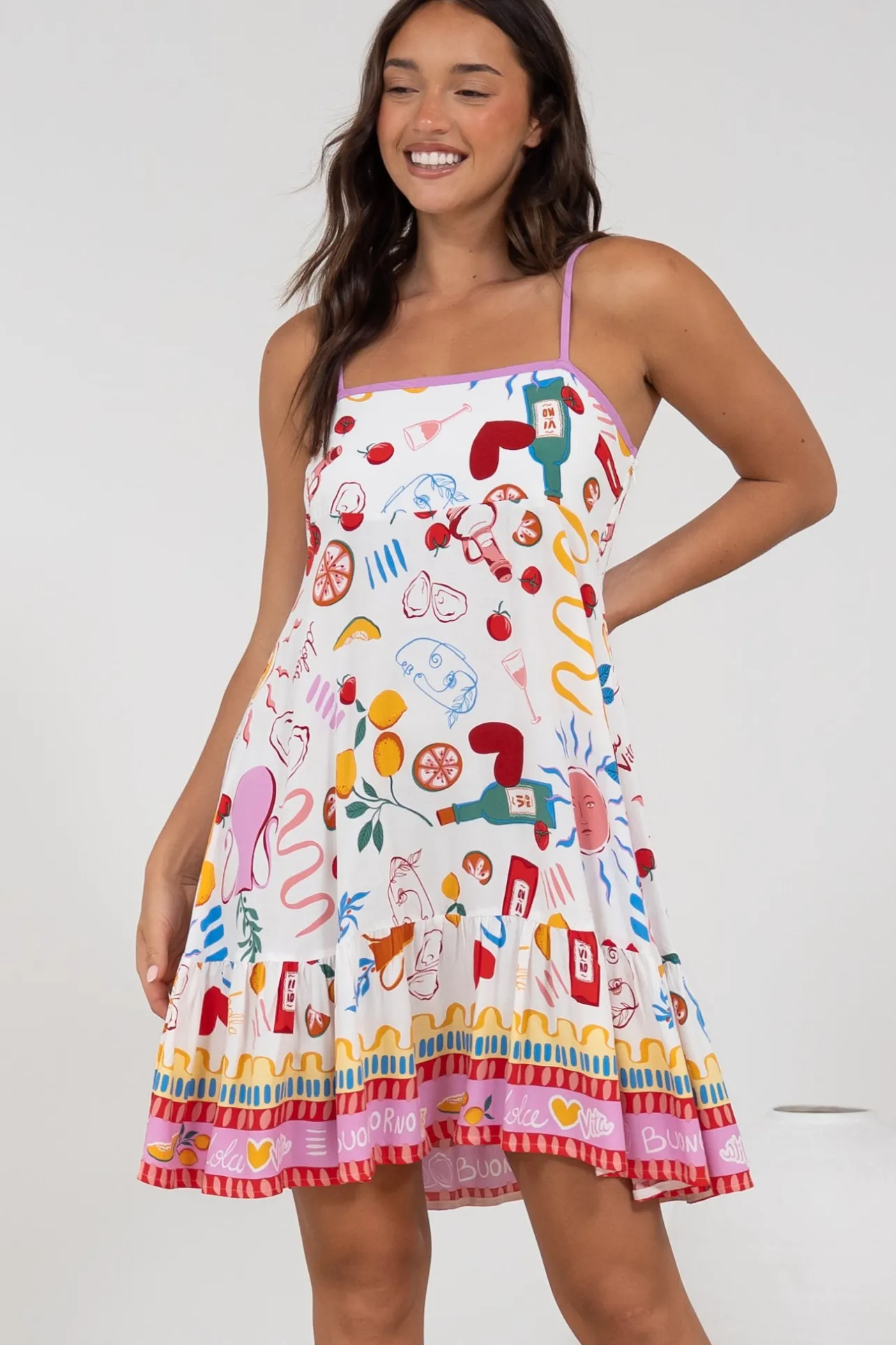 Essie Mini Dress - Sun Dress With Shirred Back In Dolce Vita>Salty Crush Best