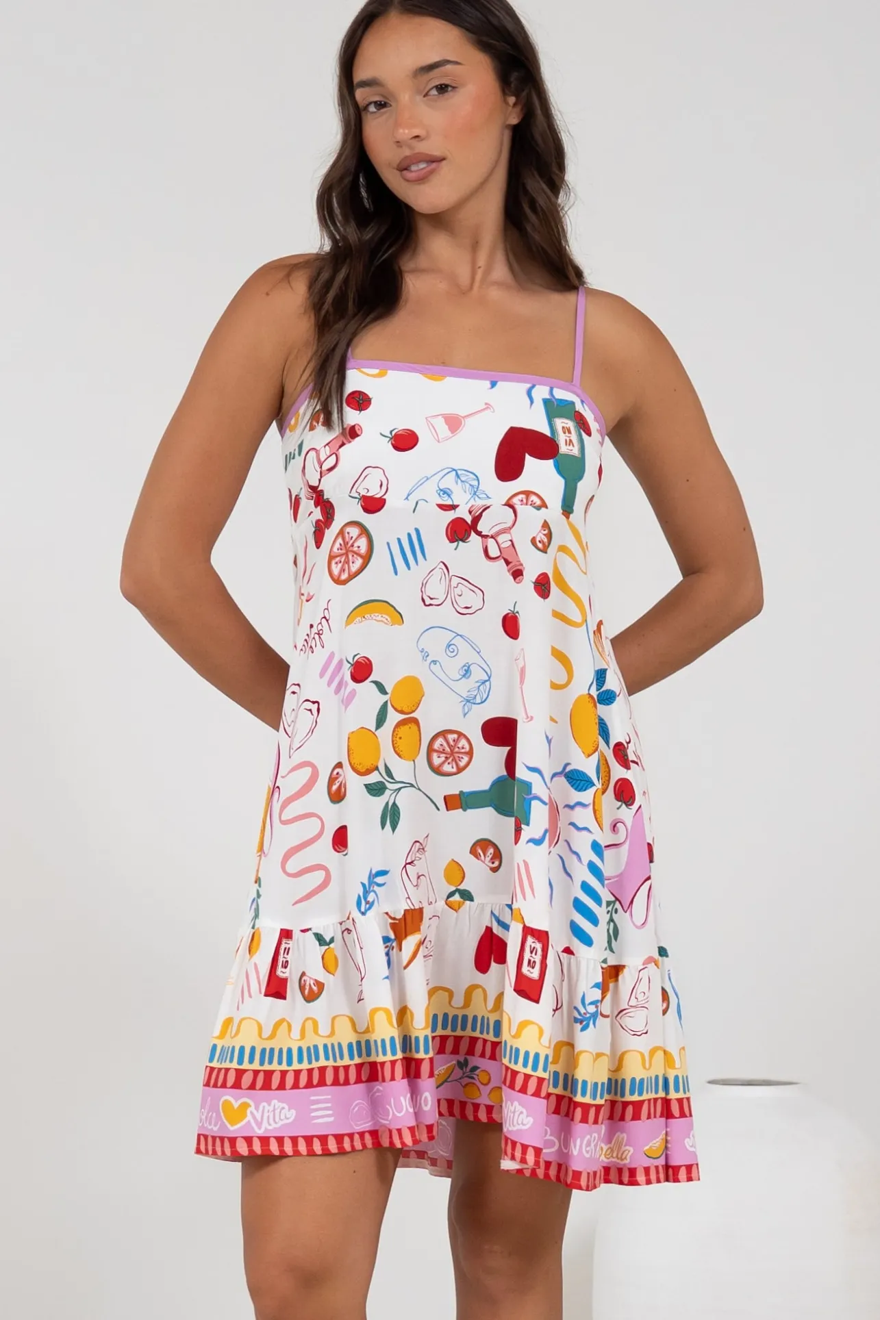 Essie Mini Dress - Sun Dress With Shirred Back In Dolce Vita>Salty Crush Best